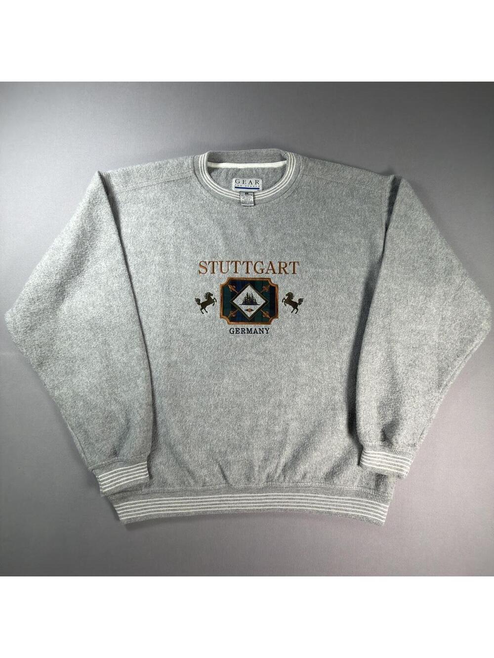VTG 90s Gear For Sports Stuttgart Germany Embroidered Crewneck Sweatshirt S